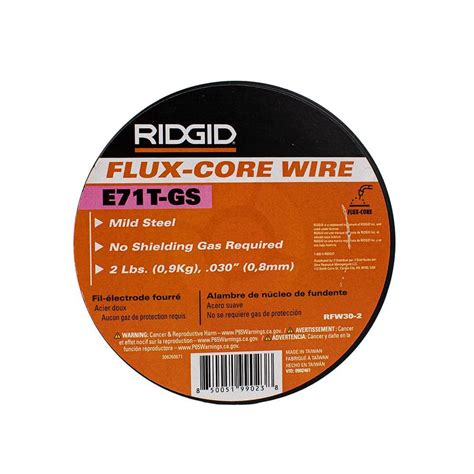 RIDGID 030 E71T GS Flux Core Welding Wire No Gas Required 2 Lb Spool