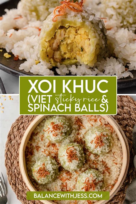 Xôi Khúc Vietnamese Sticky Rice and Spinach Balls Balance With Jess