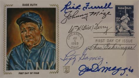 Babe Ruth Fdc Envelope Signed By With Joe Dimaggio Lefty