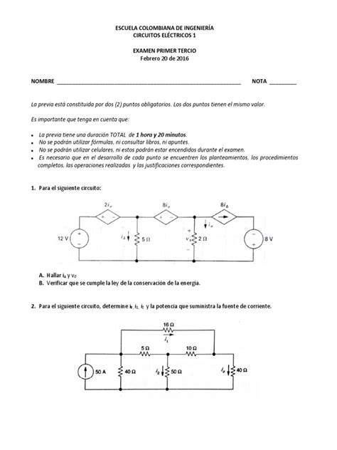 Examen Circuitos Pdf