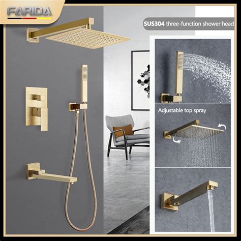 FARIDA SUS304 Stainless Shower Set For Bathroom Rainfall Shower Set Cold Hot Shower Set With
