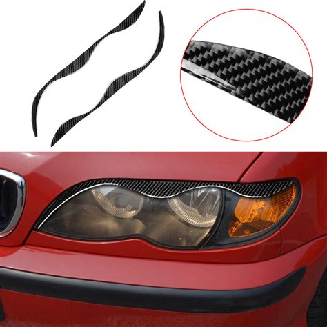 Real Carbon Fiber Headlight Eyelid Eyebrow Trim Cover For Bmw Series