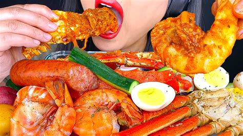 Asmr Giant Seafood Boil King Crab Lobster Shrimp No Talking