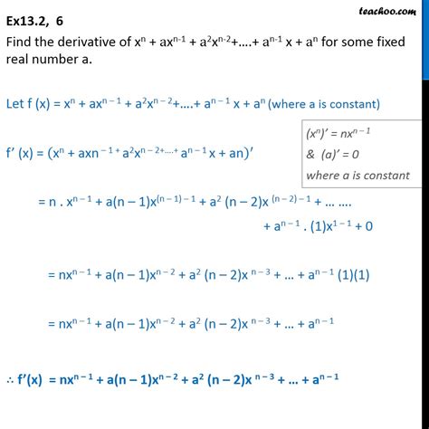 Ex 12 2 6 Find Derivative Of Xn Axn 1 A2xn 2  An 1 X