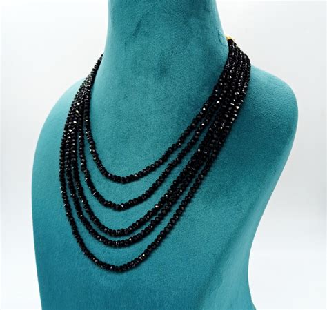 Black Onyx Necklace Adjustable Long Necklace Unisex Jewelry Etsy