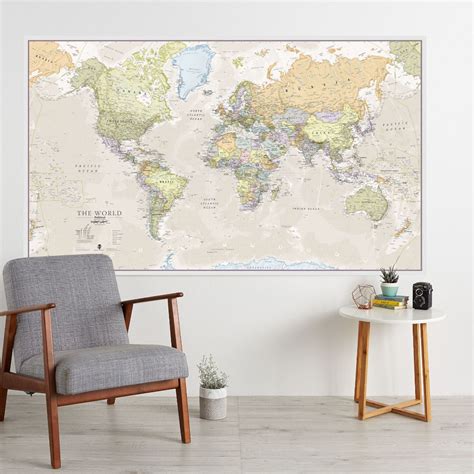 World Map Classic Huge Large Laminated Wall Map Poster Home Office Images Images