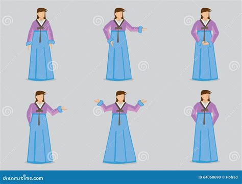 Korean Hanbok Traditional Dress Vector 96660683