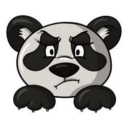 Angry panda monochrome drawing panda character Vector Image