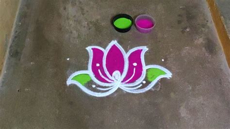 Aippasi Madham Vilakku Colour Kolam Designs Poo Kolam 3 Dots Diwali