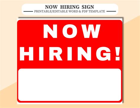 Printable Now Hiring Signs