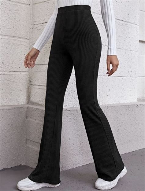 Flare Leg Rib Knit Pants In Knit Pants Outfit Flared Pants