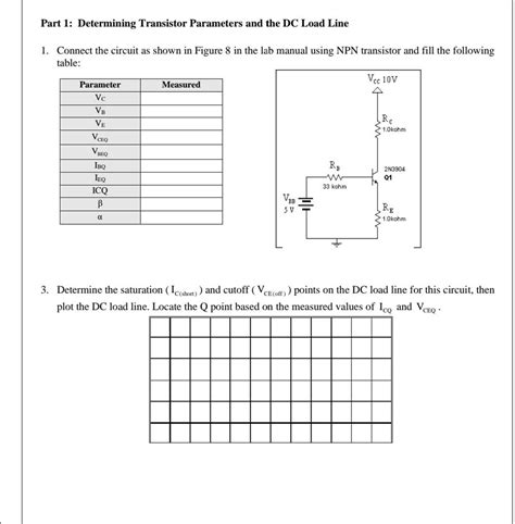 Solved Part 1 Determining Transistor Parameters And The Dc Load Line 1 Connect The Circuit As