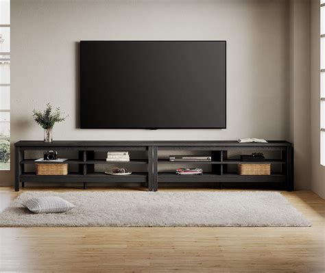 Tv Stand For 100 Inch Tv, Black Entertainment Center For 80 85 90 Inch Tv Console Table With 6 ...