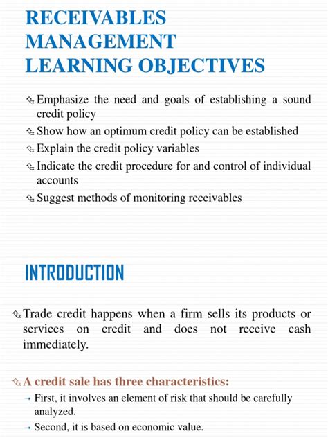 Receivables Management Pdf Credit Finance And Money Management