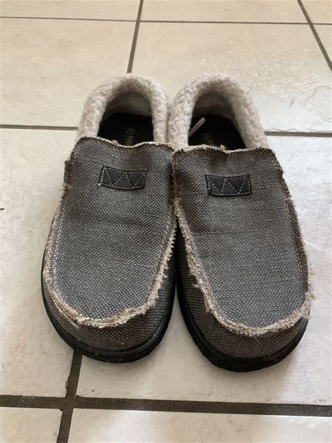 Mens Magellan Slipper Mocassin Size 10 Fabric Faux Fur Lined Ebay