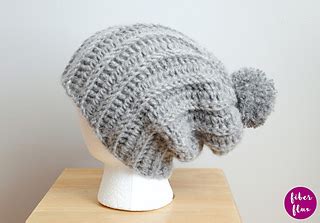 Ravelry Easy Beginner Ribbed Pom Hat Pattern By Fiber Flux Jennifer