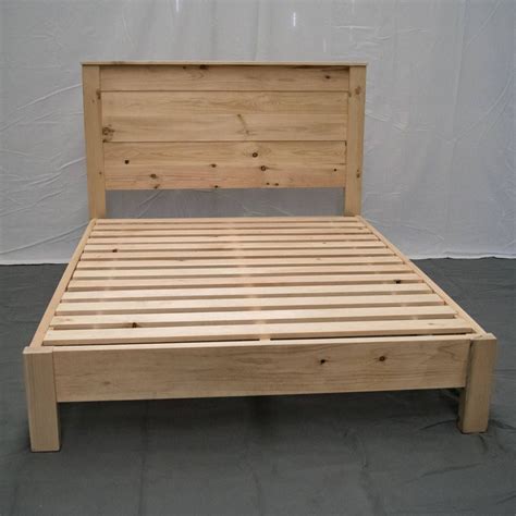 Unfinished Farmhouse Platform Bed With Headboard Twin Solid Wood