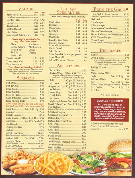 Georges's Pizza Menu - Pascoag, RI