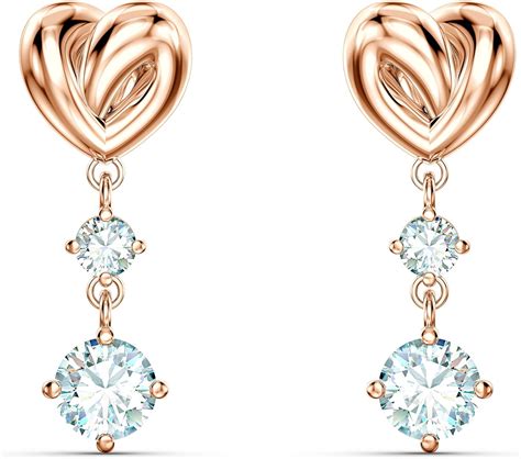 Swarovski Orecchini Lifelong Heart Bianco Placcato Color Oro Rosa Amazonit Gioielli