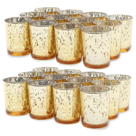 Efavormart 6 Pack Gold Mercury Glass Candle Holders Votive Tealight