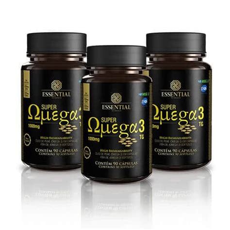 Kit Ômega 3 TG 1g 3 potes de 90 caps Essential Nutrition Meu Mundo Fit