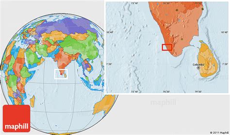 Political Location Map of Quilon