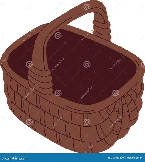 Wicker Basket With Handle Stock Vector Illustration Of Carry 287563800