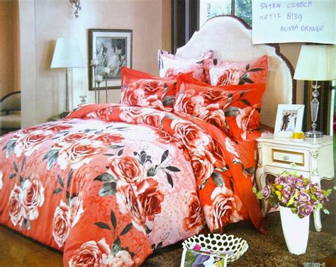 Sprei Jepang Motif Bunga Orange Sprei Cantiksprei Katun Jepangsprei