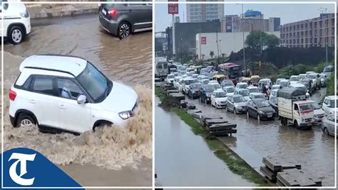 A Traffic Jam On Chandigarh Ambala Highway Due To Waterlogging After