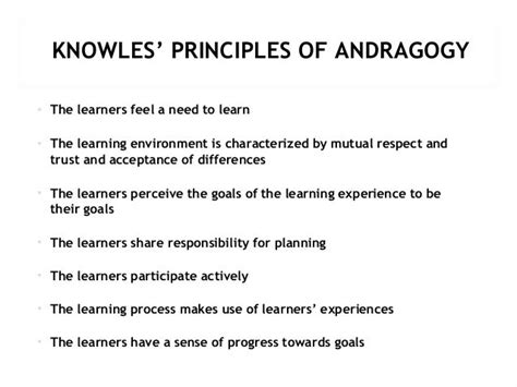 Class 3 knowles principles of andragogy