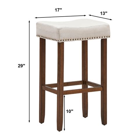 Costway Set Of 2 Nailhead Saddle Bar Linen Stools 29 5 Height W