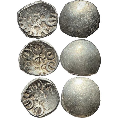 Ancient Punch Marked Coinage Gandhara Mahajanapada set of three coins ...