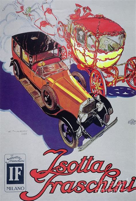 Poster Advertising Isotta Faschini Cars Drawing By Luciano