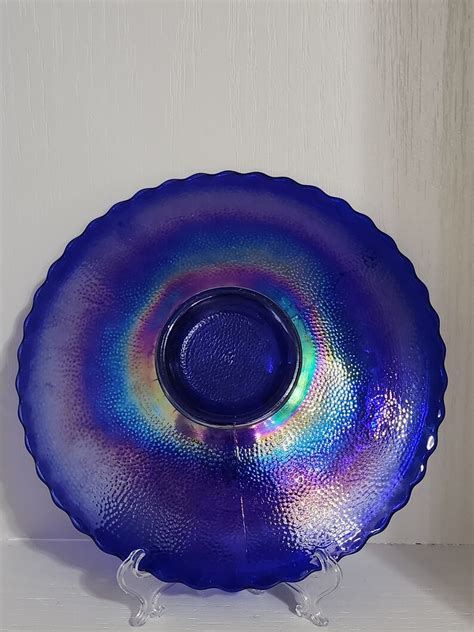 Vintage Imperial Glass Cobalt Blue Carnival Glass Windmill Plate Etsy