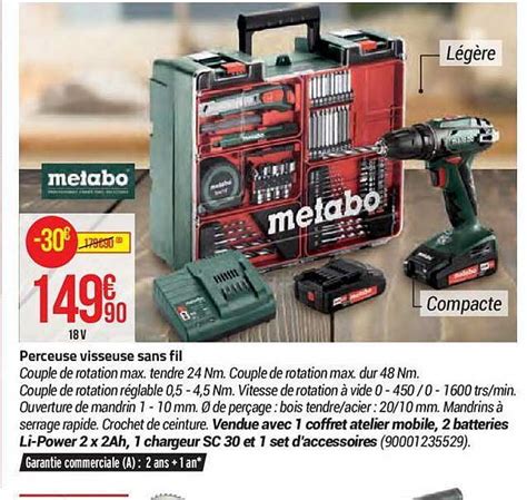 Promo Perceuse Visseuse Sans Fil Metabo Chez Bricorama Icatalogue Fr