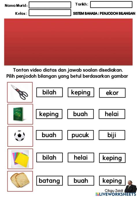 Penjodoh Bilangan Online Activity For Tahun 1 Live Worksheets