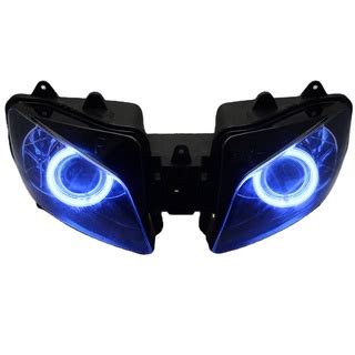 Kit Led Farol Milha Moto Cb F Angel Eye Azul