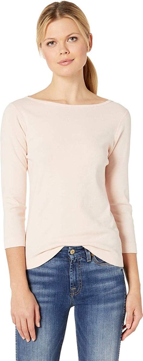 Three Dots Women S British Boat Neck T Shirt Women Long Sleeve