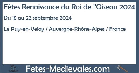 Fêtes Renaissance du Roi de l Oiseau 2024 sur le portail médiéval