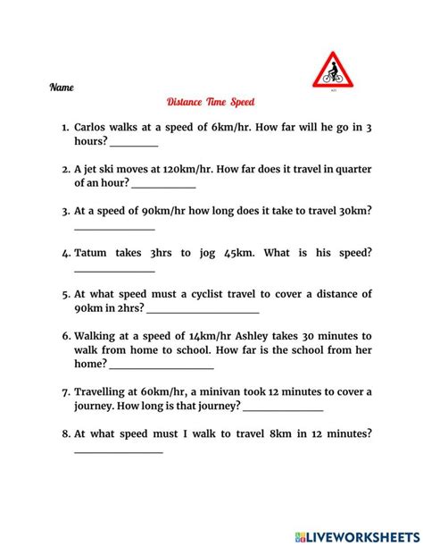 Speed Time And Distance Worksheet - Proworksheet.my.id | Word problems ...