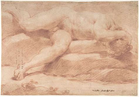 Ubaldo Gandolfi Reclining Male Nude Recto Seated Male Nude Verso