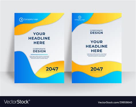 Modern Blue Yellow Cover Template Background Vector Image