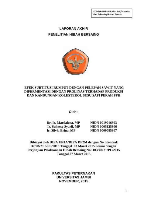 PDF LAPORAN AKHIR PENELITIAN HIBAH BERSAINGrepository Unja Ac Id 2558