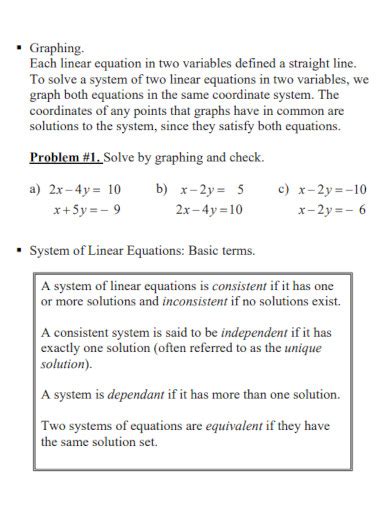 Linear Equations - Examples, Format, How to Graph, PDF