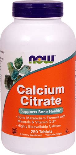 Now Calcium Citrate 250 Tablets Vitacost