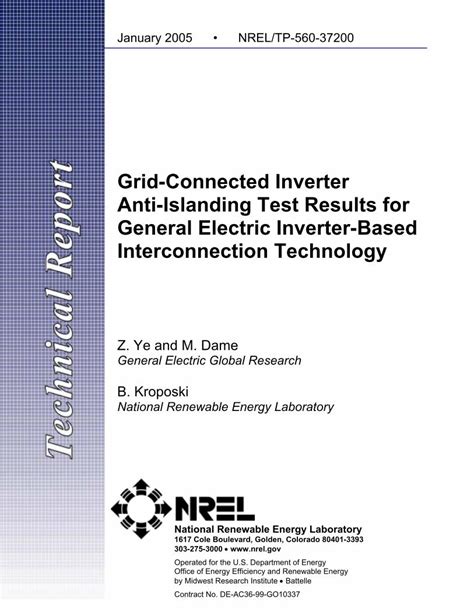 PDF Grid Connected Inverter Anti Islanding Test Results For