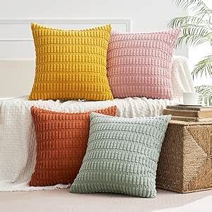 Amazon MIULEE Pack Of 4 Corduroy Decorative Throw Pillow Covers