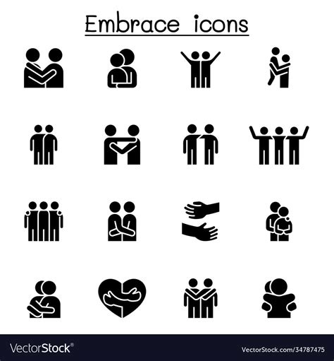 Hug Embrace Icon Set Graphic Design Royalty Free Vector