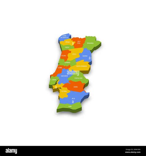 Portugal Mapa Pol Tico De Las Divisiones Administrativas Distritos