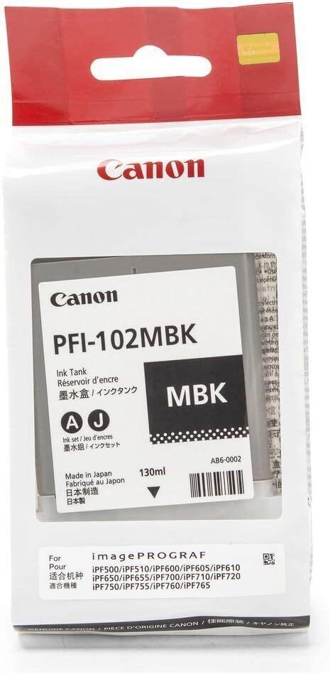 Canon 0894B001 PFI 102MBK Matt Black Ink Tank 4960999299761 EBay